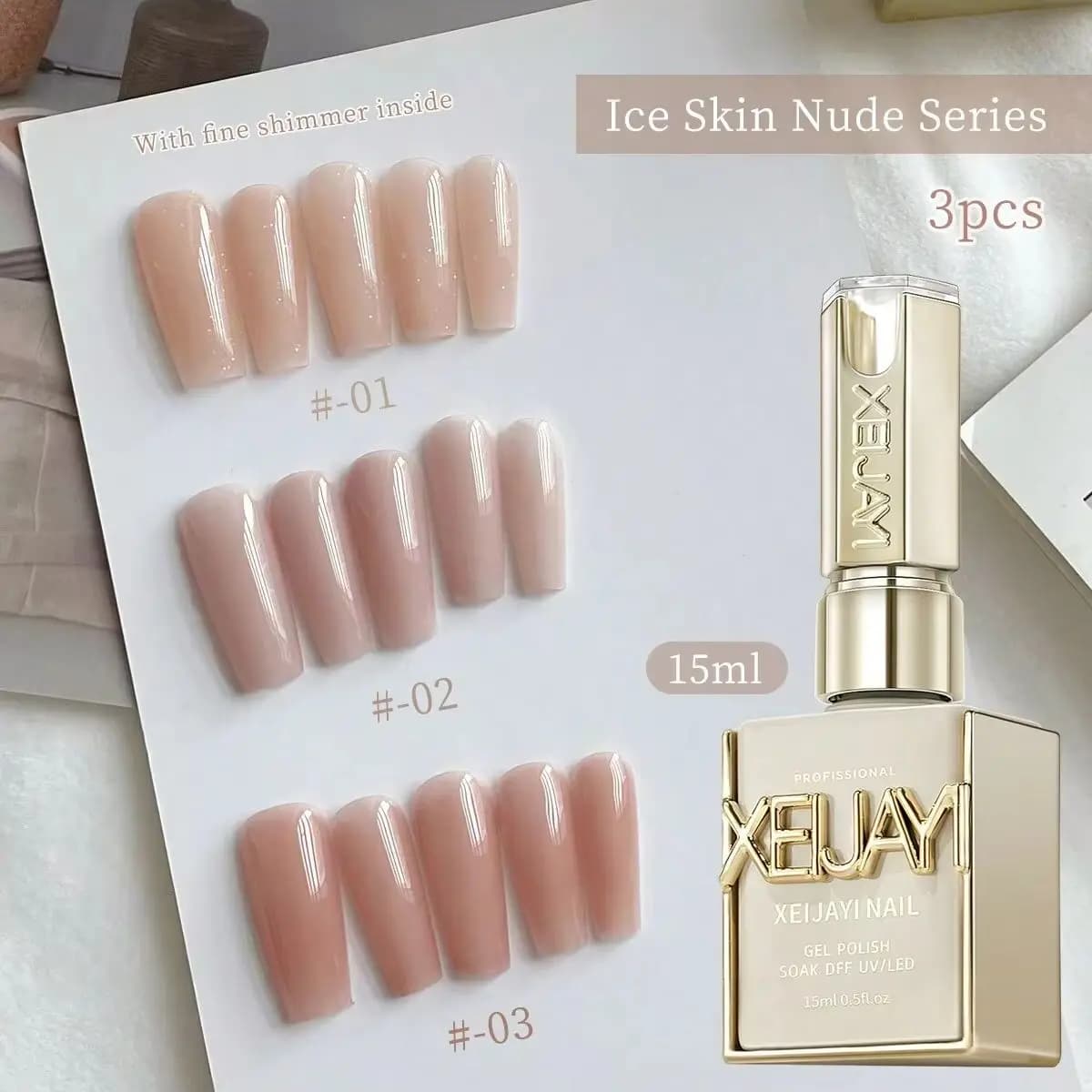 15ML Ice Skin Nude Series Gel per unghie Smalto per unghie puro nudo Gel per unghie Aggiungi semi-permanente Soak Off UV LED Vernice gel per costruzione