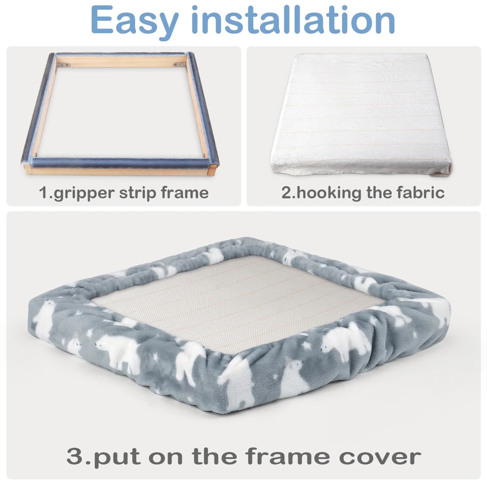 Gripper Strip Frame With Cover For Punch Needle Cross Stitching Hoops And Frames With Needle For Embroidery Sewing 30x30cm