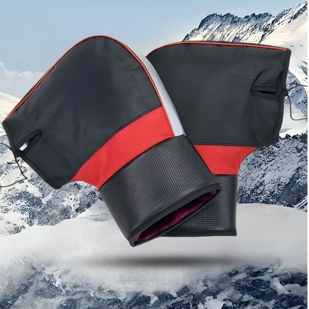 Waterproof Motorcycle Handlebar Gloves with Reflective Strips Windproof Winter Cycling Gloves Durable Universal Handlebar Muffs