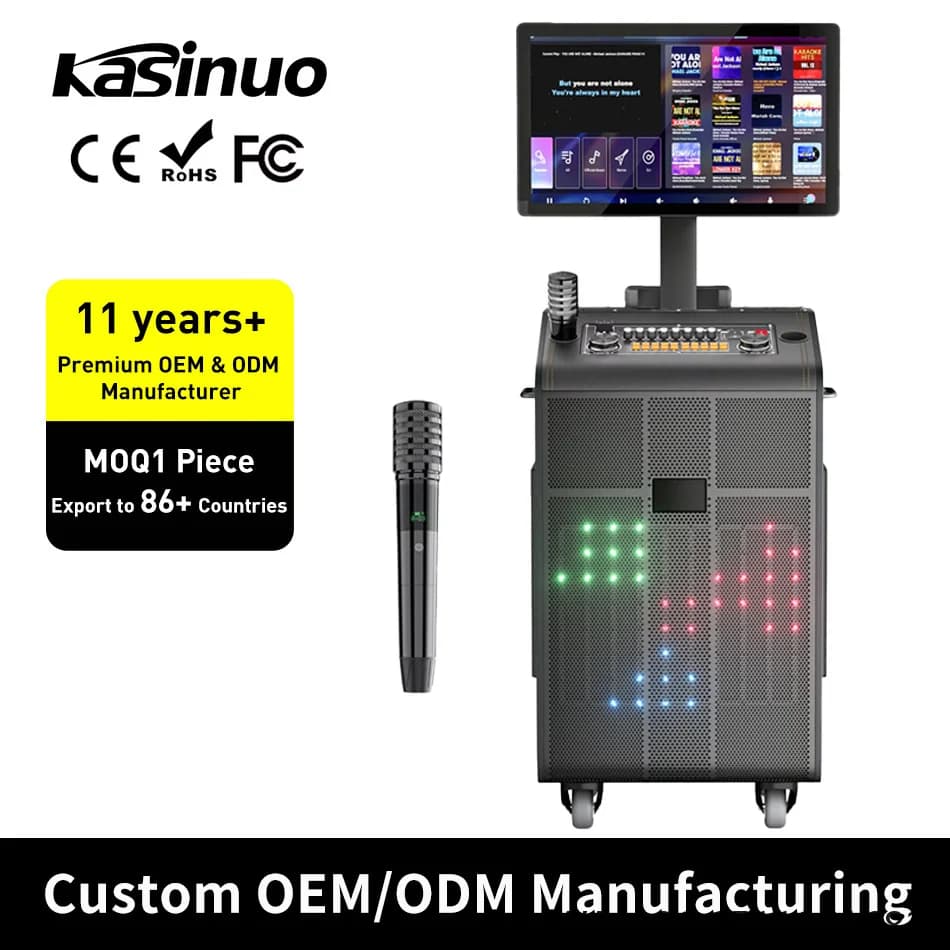 New Design Cabinet Singing Touch Screen Video Karaoke Machine Professional Songs with Screen and 2 Wireless Microphones for Home
