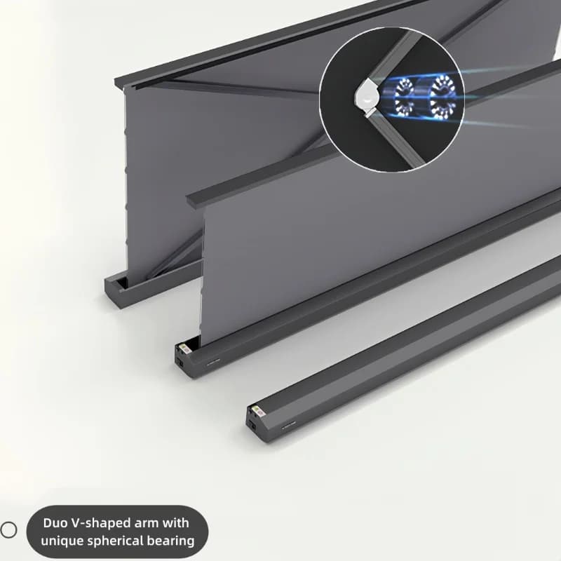 Schermo per proiettore elettrico ultrasottile da pavimento, tessuto perforato trasparente anti-luce e acustico, ideale per proiettori 4K
