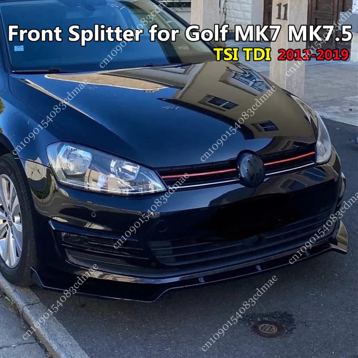 Maxton Style Gloss Black Front Bumper Splitter Lip for VW Golf 7 7.5 MK7 TDI TSI 2013-2020 Bumper Diffuser Spoiler Guard