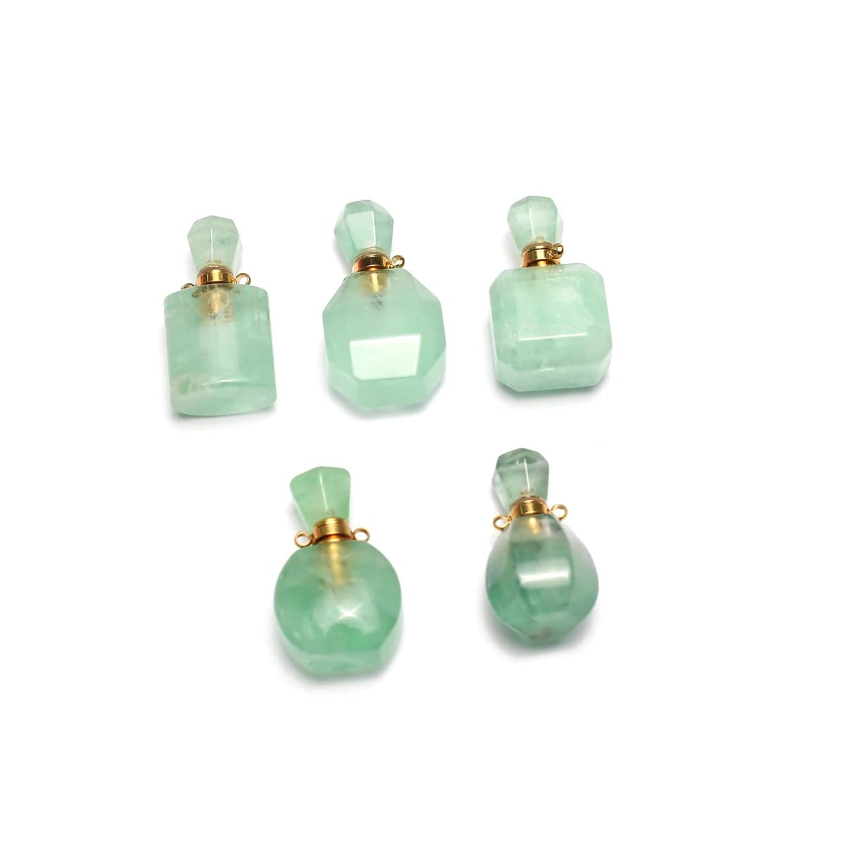 Natural Stones Fluorite Green Perfume Diffuser of Essential Oils Bottle Gradient Reiki Healing Pendants Creation of Jewelry DIY Necklace