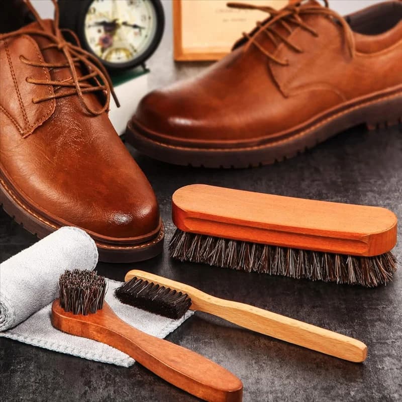 AB66-4 Pezzi Crine Shine Scarpe Kit Spazzole Polacco Dauber Applicatori Pulizia Scarpe in Pelle Stivali Spazzole per la Cura Spazzola Detergente