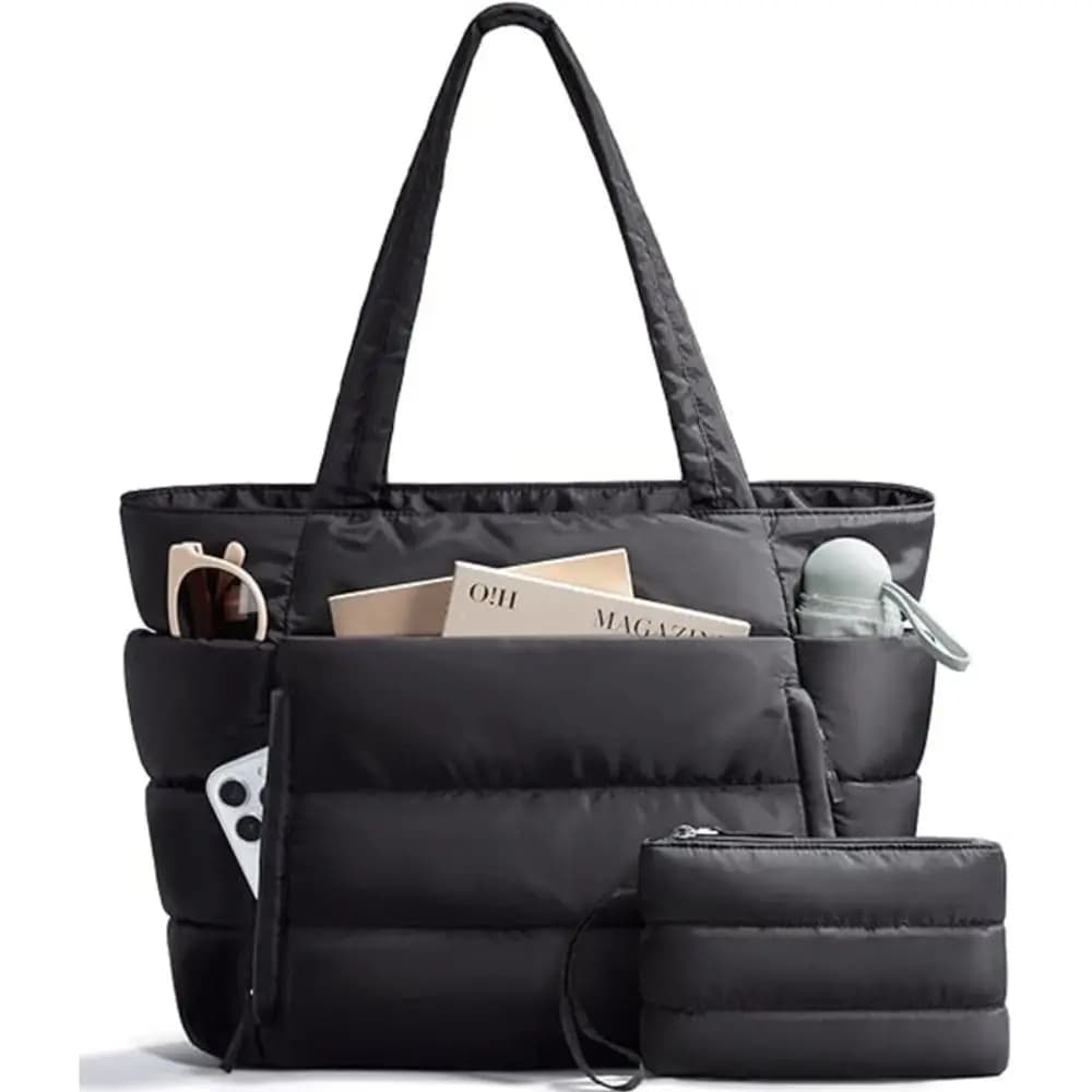 Large Capacity padded tote bag for women Multiple pockets with coin purse Water resistant Casual commuting bags