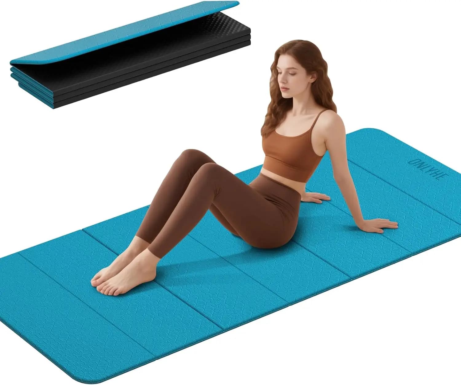 Tappetino da yoga pieghevole 75x31.5x0.24in Tappetino per esercizi in TPE antiscivolo per allenamenti a casa e pilates