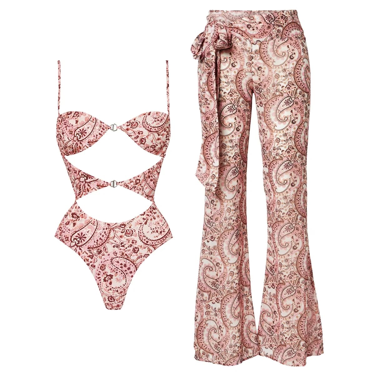 2 Pezzi Costume da Bagno Stampato Donna Sexy Bikini Push-Up Bandeau Biquini Femminile Scavato Micro Costume da Bagno Abbigliamento da Spiaggia