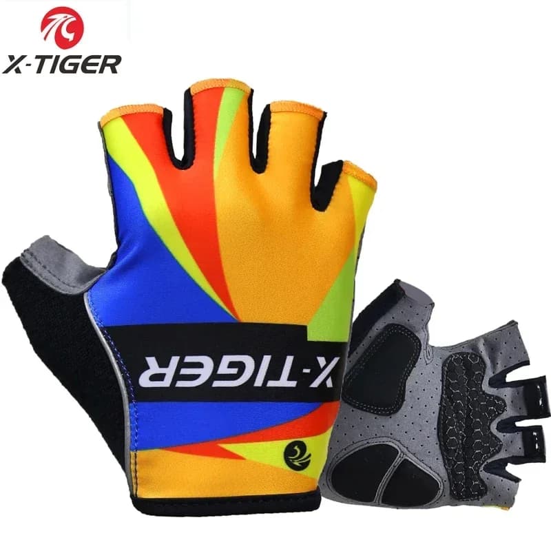 X-tiger Road Bike GEL 3D Anti-Shock MTB Road Bike Gloves Sports Gym Anti-slip Reflective Gloves Half-Year Man