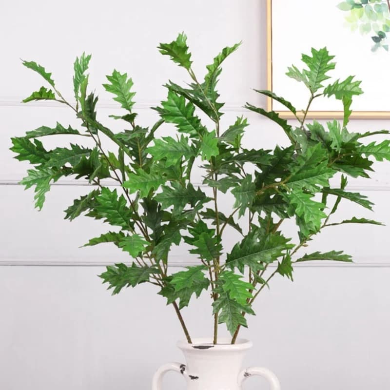 D5 Artificial Oak Leaves Silk Fabric Leaves Flexible Iron Stem Decorative Faux Oak Leaves Home Decor Outdoor Artificial Plants