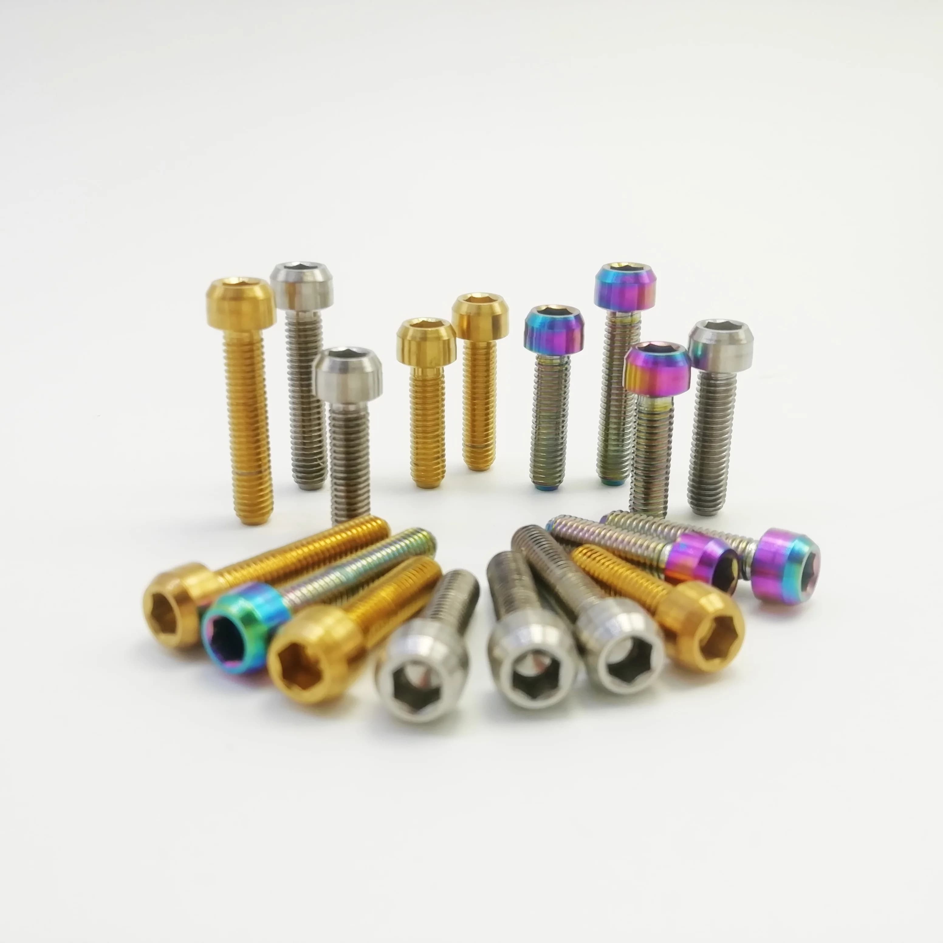 Super Leggero Titanio Ti M5X16mm M5x18mm M5X20mm M5X25mm Esagono Incassato Bullone a Testa tonda Per Bici Steli Della Bicicletta Manubrio 6 pz/lotto