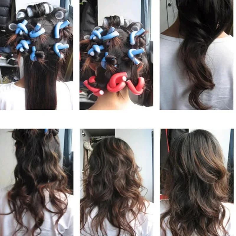 10 Pezzi Bigodini Flessibili Morbidi Senza Calore per Capelli, in Schiuma, per Ricci Attorcigliati, Strumenti per lo Styling