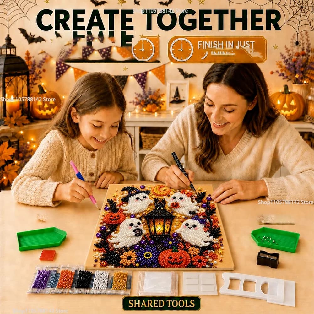 DIY Christmas Pearl Diamond Painting Art Set,Halloween Home Decor Wall Art Party Gift Pearl Painting Kit Christmas for Adults