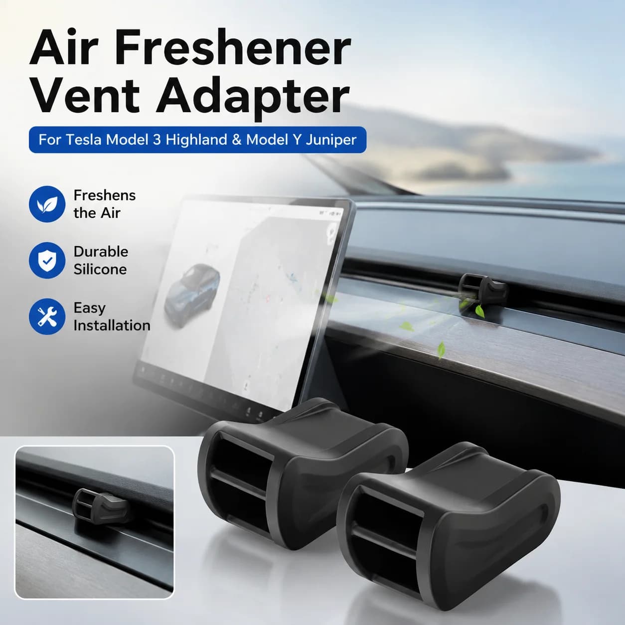 Durable Silicone Air Freshener Adapter Air Vent Clips For Tesla Model 3 Highland Model Y Juniper Car Interior Accessory