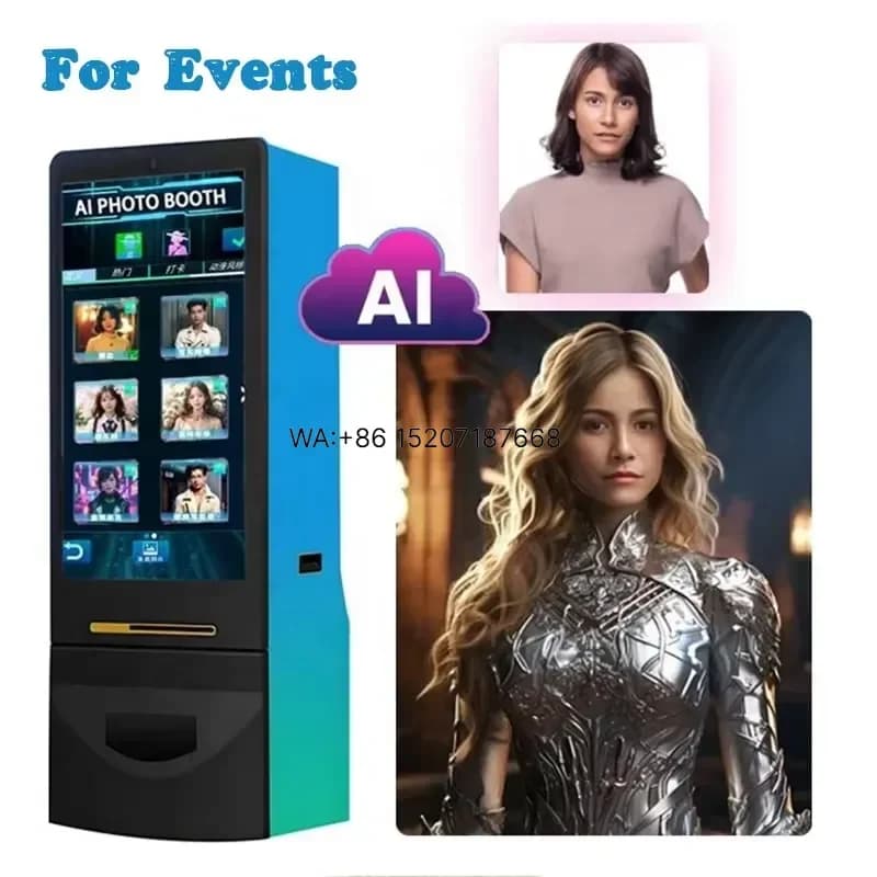 Wmwmnu AI Photo Booth Art Generator with Digital Face Recognition Interactive Touch Screen Printer for Exhibits Ads