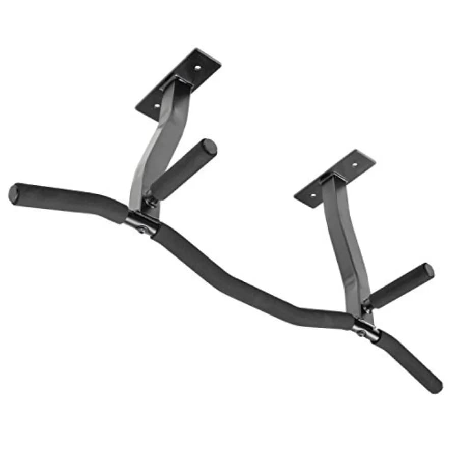 Ceiling traction bar with reversible supports for 16 and 24 inch beams, black, with optimized spacing for grip