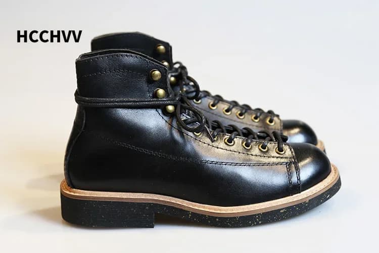 Men's Round Lobby Leather Work Shoes Women's Short Face Chelsea Women's Shoes Flat Elastic Retro Shoes