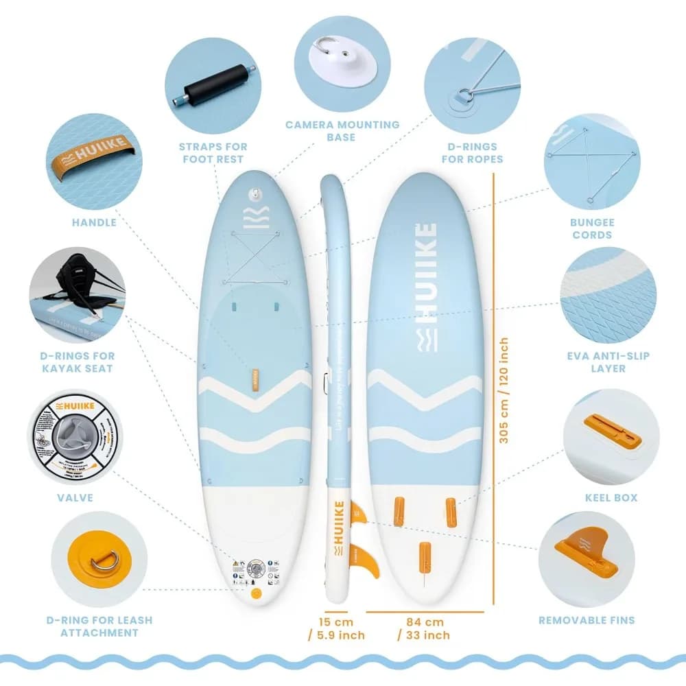 Tavola da paddle gonfiabile con accessori premium | Tavole gonfiabili per adulti con sedile per kayak e remo 2 in 1
