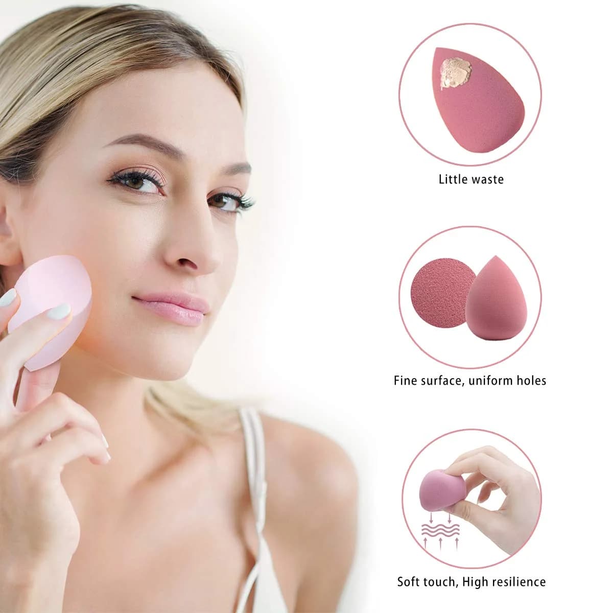 Set di 5 mini spugne per frullatore di bellezza: spugne per trucco da viaggio per fondotinta e polvere, uovo per miscelazione senza lattice con contenitore