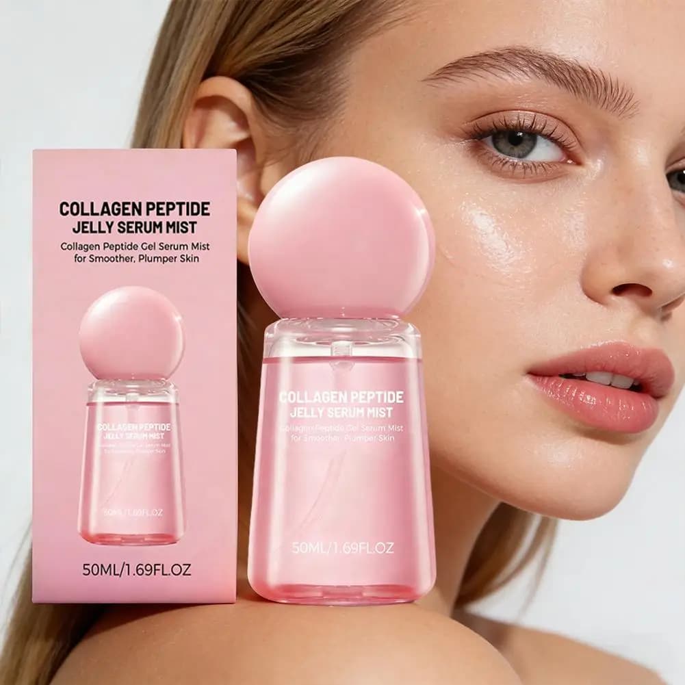 Collagen Peptide Jelly Essence Mist Spray Smooths Moisturize Dry Lines Nourish Hydrating Soft Facial Pores Skin Serum Spray 50ml