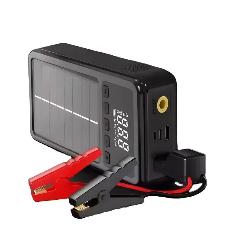 Solar Power Portable 12V Jump Starter Detachable Solar Power Bank Power Supply Outdoor with air Pump 3 Charging Cable