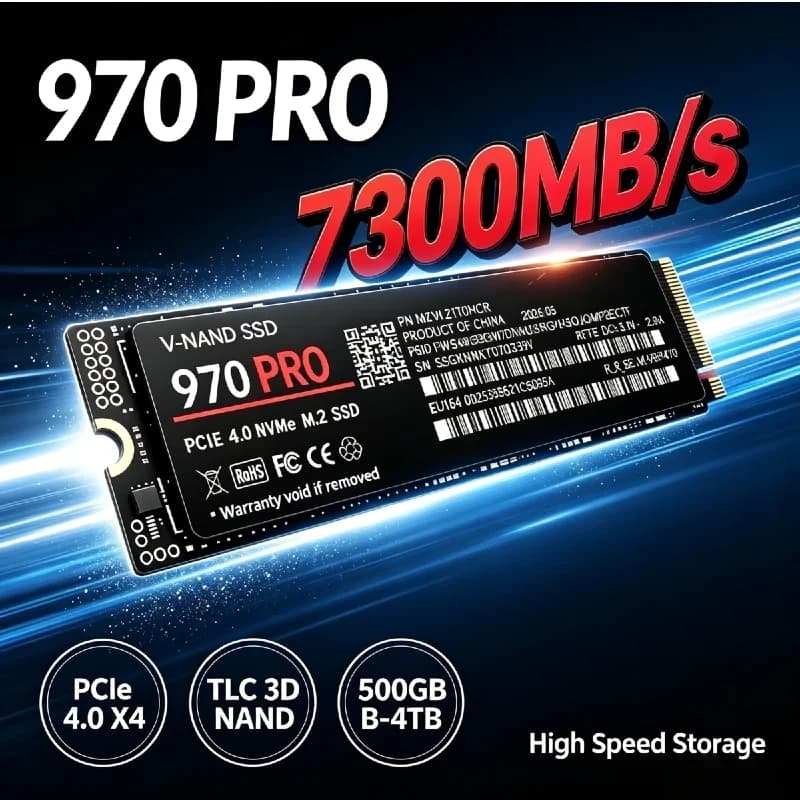 970 PRO Gaming SSD M.2 NVMe 2280 PCIe 4.0 X4 TLC 3D NAND 7300MB/s Internal Drive 500GB 1TB 2TB 4TB for PS5 Desktop Laptop
