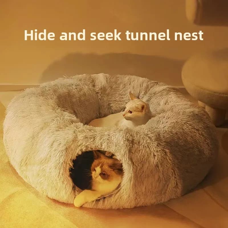 Cuccia a Forma di Casa per Animali Domestici, Letto da Campeggio per Cani e Gatti con Tunnel in Peluche