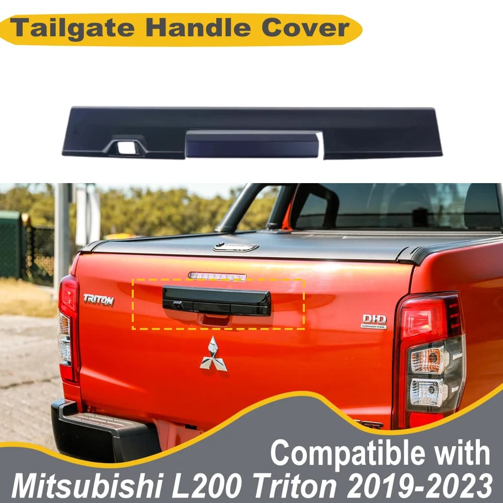 Portellone posteriore Maniglia Della Porta Copertura Per Mitsubishi L200 Triton MR GLS 2019-2023 Foro Della Macchina Fotografica ABS Nero Opaco Accessori Esterni Auto