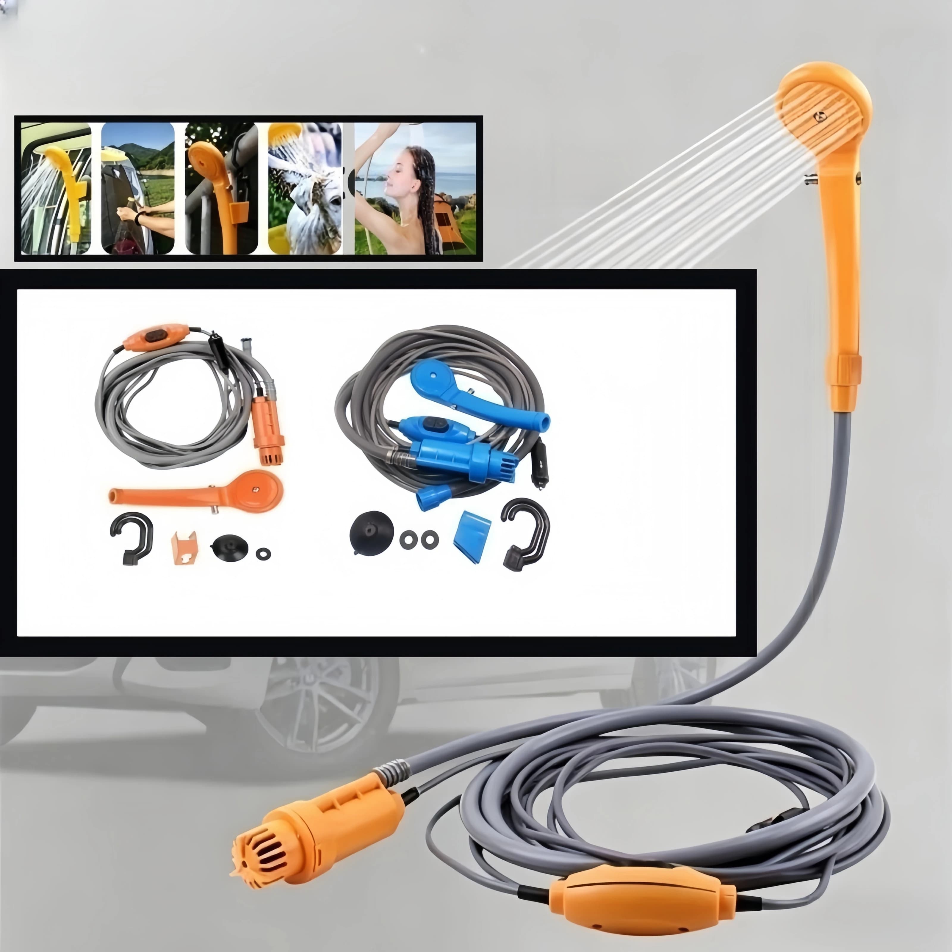 Kit Doccia per Auto 12V, Idropulitrice Portatile ad Alta Pressione con Presa Accendisigari, Strumento di Lavaggio per Campeggio all'Aperto