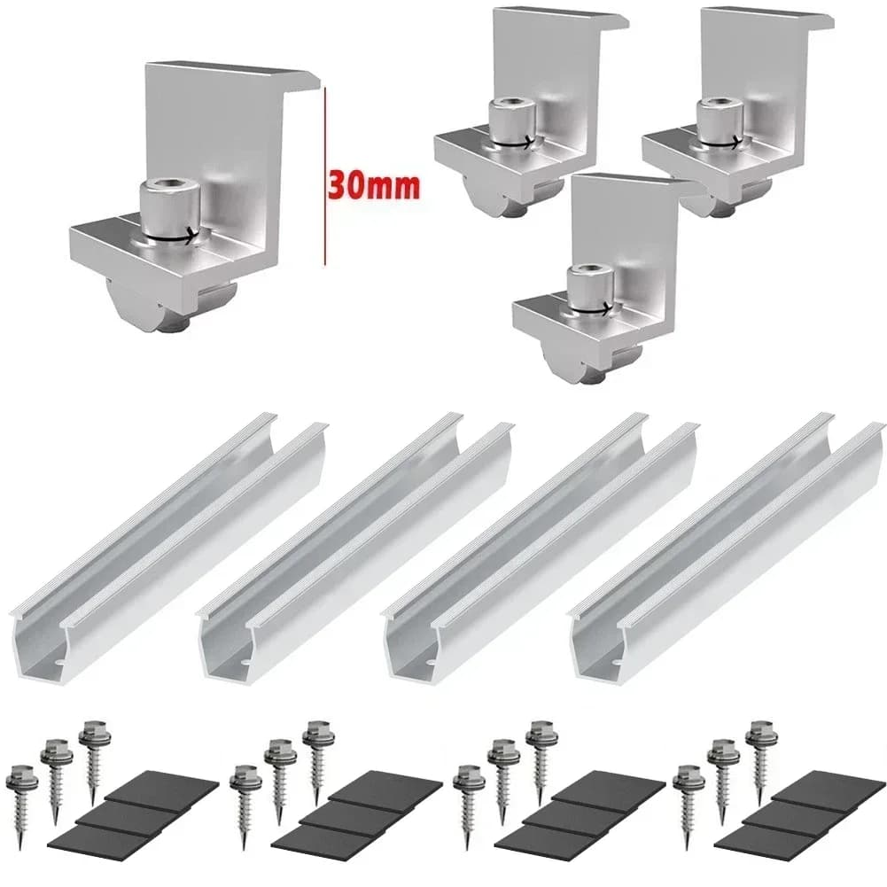 2/4 Set 30/35mm Modulo Pannello Solare Staffa In Alluminio Rail Trapezoidale Copriletto Per PV Solar Fotovoltaico Staffa Binario di Montaggio