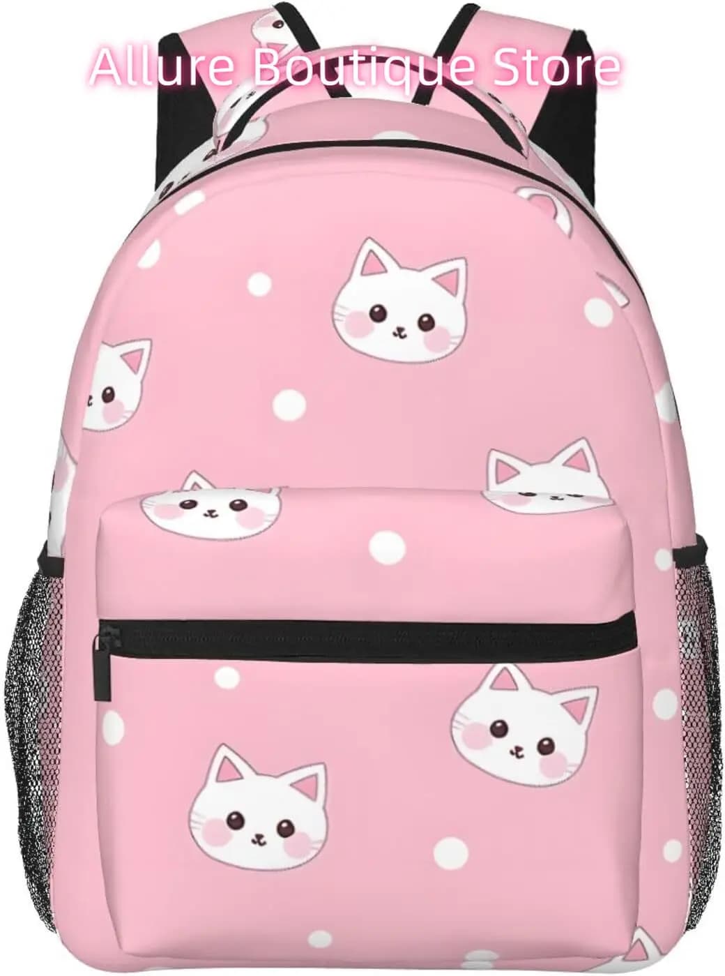 borsa per laptop per il rientro a scuola Zaino per laptop leggero con gatto bianco dei cartoni animati Zaino casual da viaggio multiuso leggero unisex Co