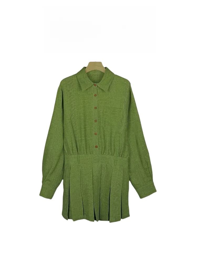 Completo gonna e camicia primaverile da donna, casual, per vacanze, gonna a vita alta plissettata, traspirante e confortevole, alla moda