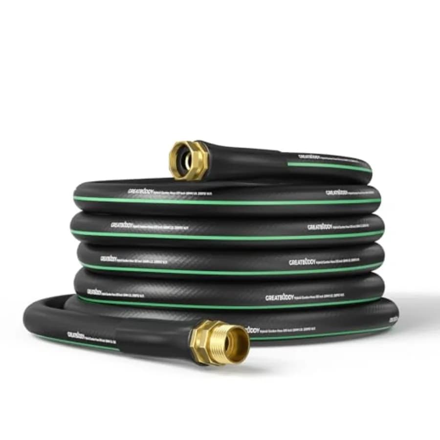 Garden Hose 50 ft, 5/8" Flexible Rubber Water Hose, Heavy Duty, Lightweight Hose, Burst 600 PSI with Solid Brass Male to Female