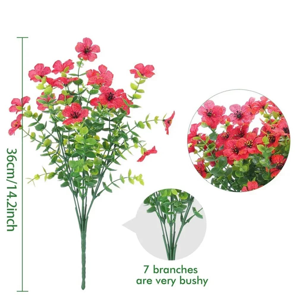 4 Pezzi Fiori Artificiali da Esterno Resistenti ai Raggi UV, Nuovo Modello 2026, Piante Finte e Arbusti Verdi per Decorazioni Casa Giardino Portico Patio