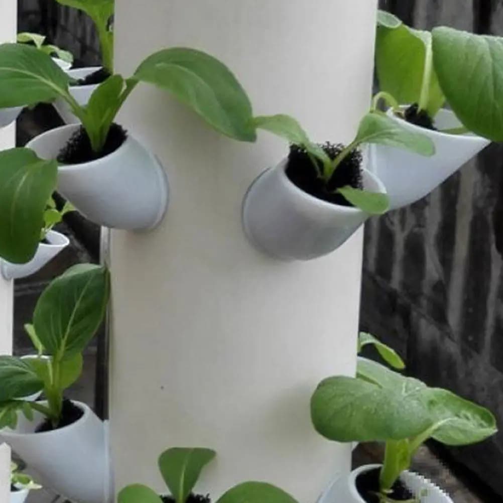12Pcs Hydroponic Net Pots for Balcony Vegetable Cultivation Plastic Pipe Soilless Planting System Vertical Hydroponics Growing