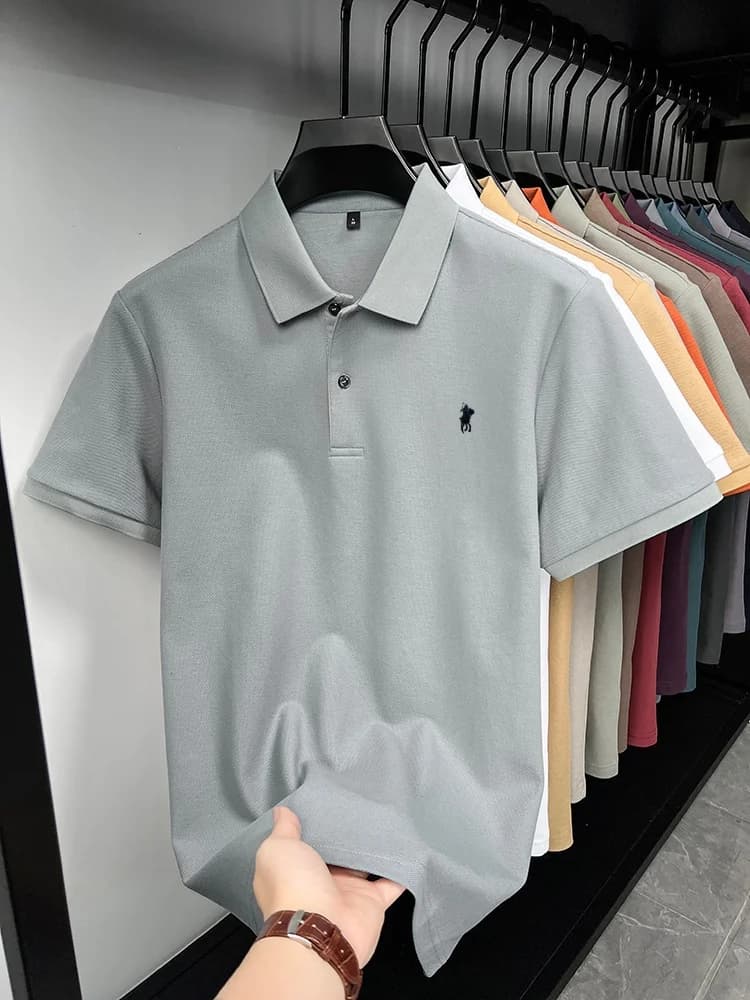 Polo a Maniche Corte 100% Cotone di Lusso, T-shirt Estiva di Marca Designer Paul con Ricamo Pony, Casual da Golf per Uomo