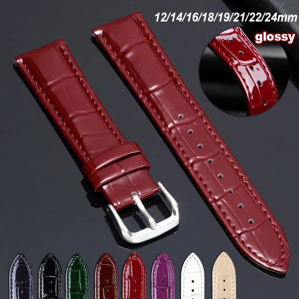 Cinturini Universali di Ricambio in Pelle per Orologi da Uomo e Donna 12mm14mm16mm18mm19mm20mm21mm22mm24mm Bracciale in Pelle Lucida