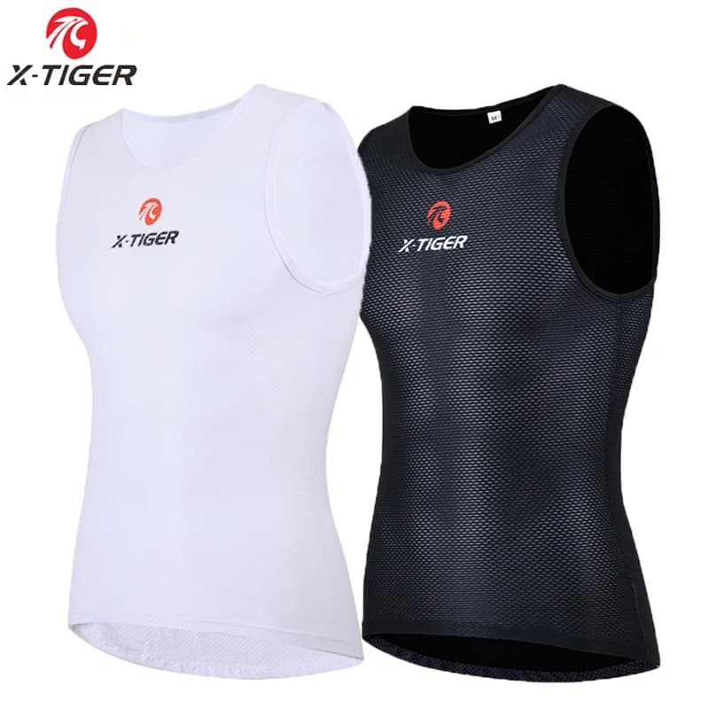 X-TIGER intimo da ciclismo gilet da ciclismo senza maniche da uomo maglia da ciclismo elasticizzata in rete fresca