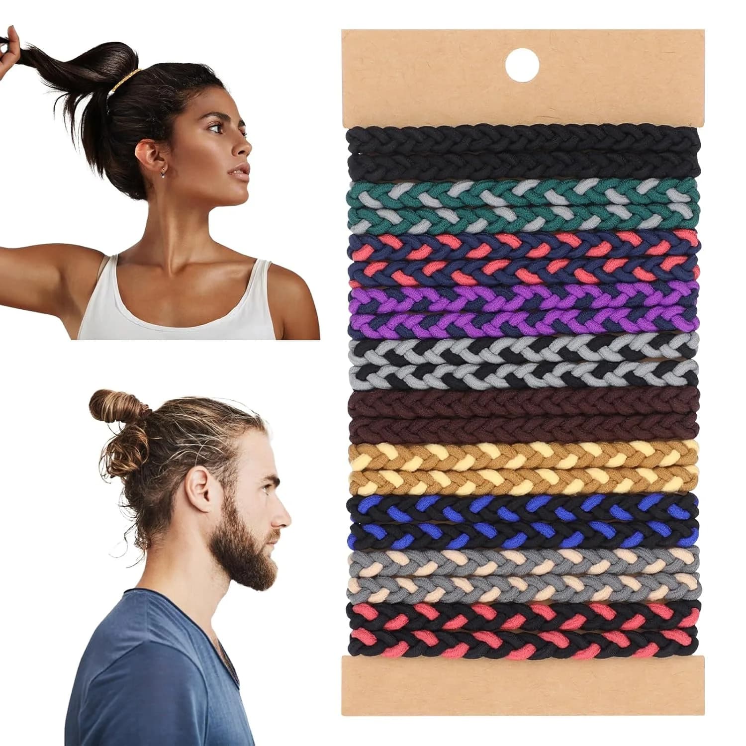 10 Pezzi Elastici per Capelli Boho, Braccialetti Senza Danni, Elastici per Coda di Cavallo per Ragazze, Donne e Uomini, Accessori Spessi/Sottili, Regalo
