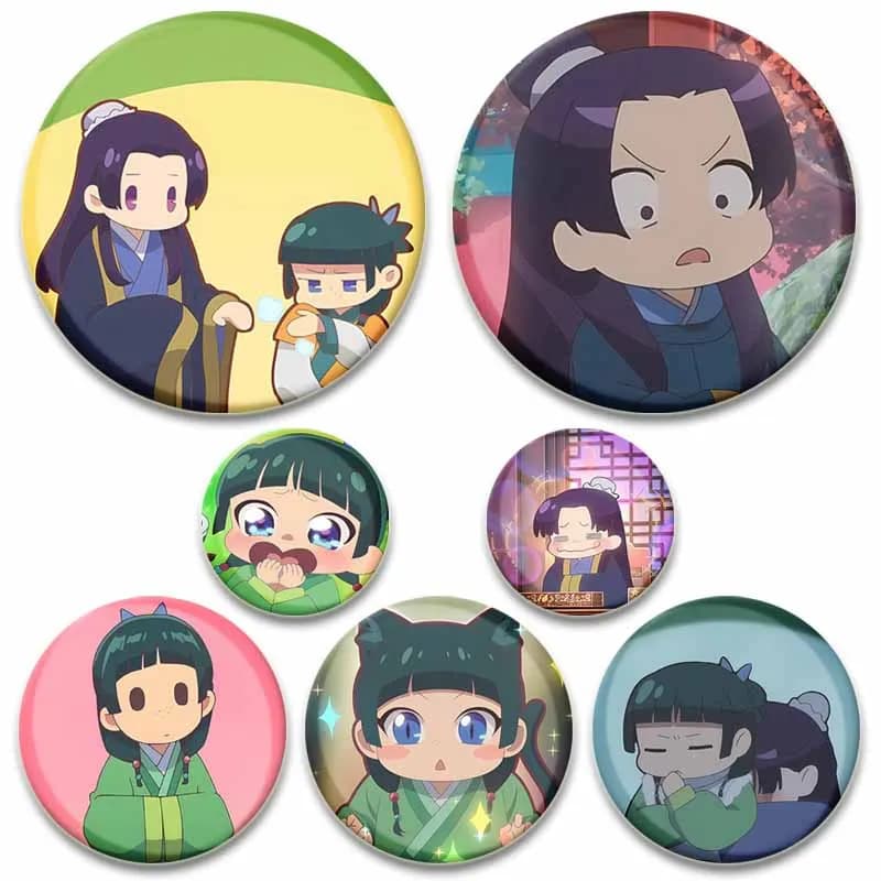 Cartoon The Apothecary Diaries Smalto Pin Cute Anime Figura Jinshi Maomao Distintivo sullo zaino Cappello Cosplay Spilla Accessori Regali