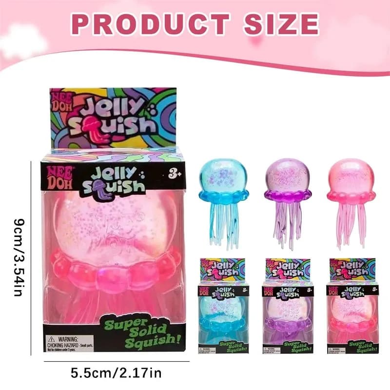 Nee Doh Polpo Squishy Trasparente Glitterato Antistress Morbido, Giocattolo Trendy a Sorpresa, Palla Antistress da Spremere
