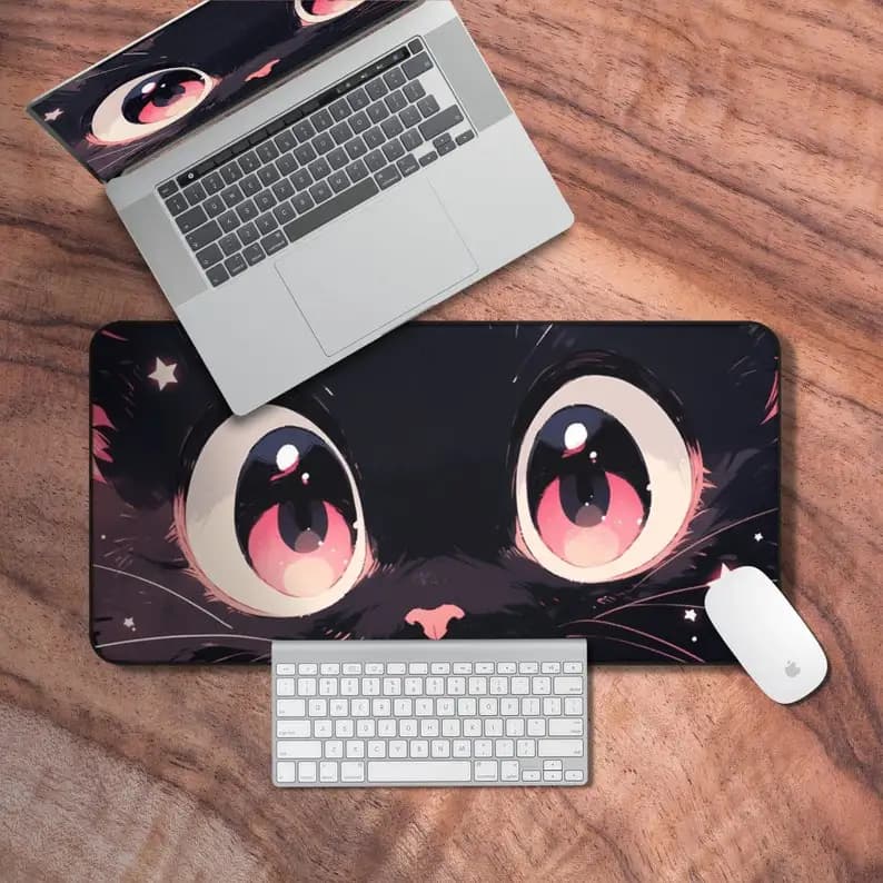 Anime Cute Cat Mouse Pad 900x400MM Gatto a tema Gaming Mouse Pad XXL Kawaii Desk Mat Deskpad Accessori da scrivania Decor lavoro d'ufficio
