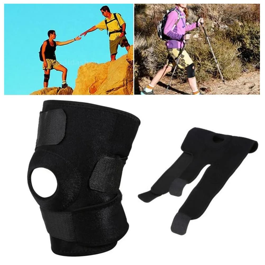 Supporto per Ginocchio Nero Regolabile con Fascia di Compressione in Nylon per Artrite, Lesioni al Menisco e ACL