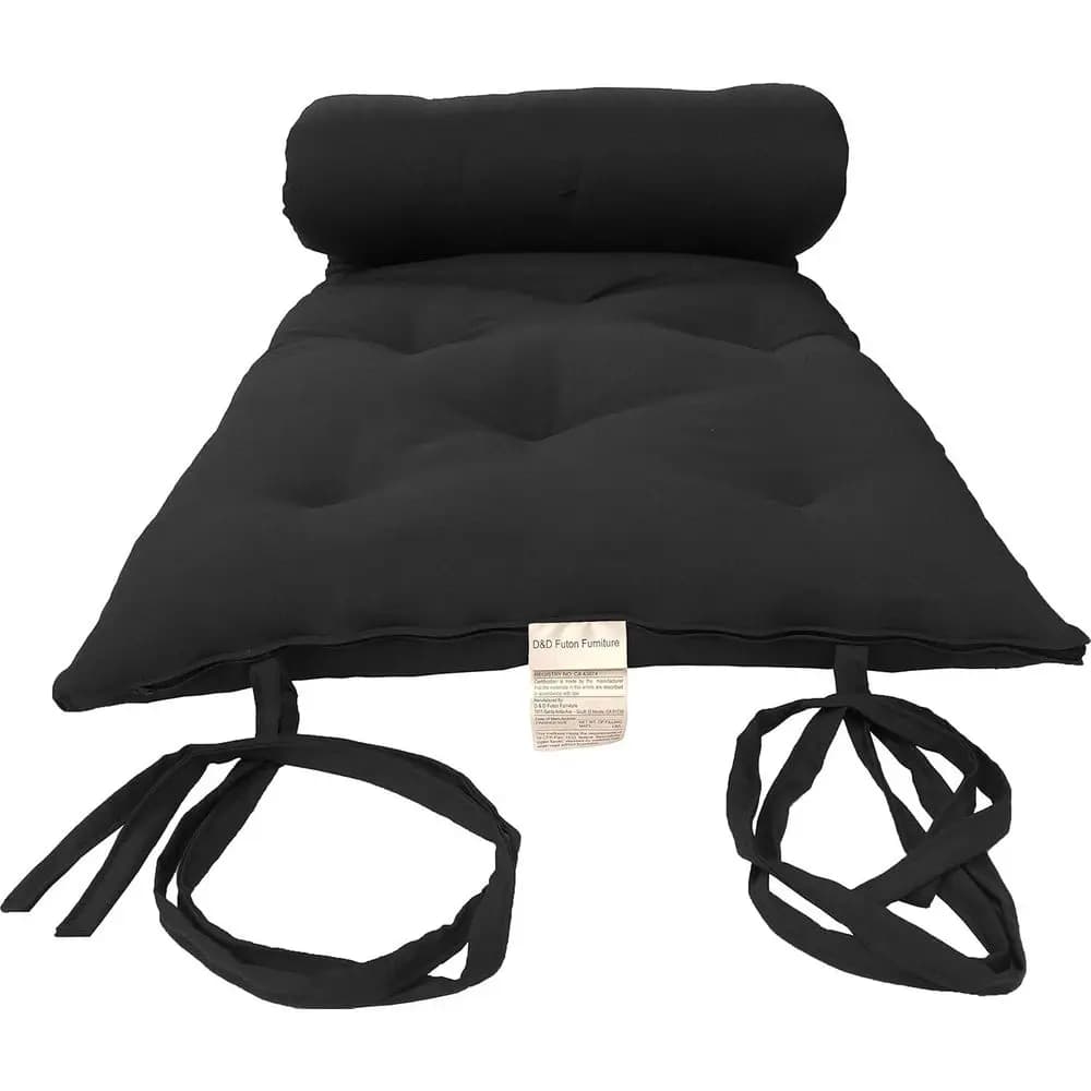 Queen Size Black Cotton/oam/Polyester Traditional Japanese loor Rolling uton Mattres, Yoga Meditation Mats, Beds 3 x 60 x 80