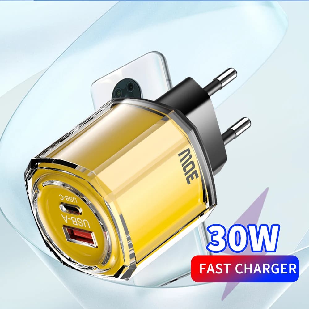 Caricatore USB 30W Type C 2 in 1 con ricarica rapida PD per iPhone, Samsung, Xiaomi, Huawei, caricatore da parete a ricarica rapida.