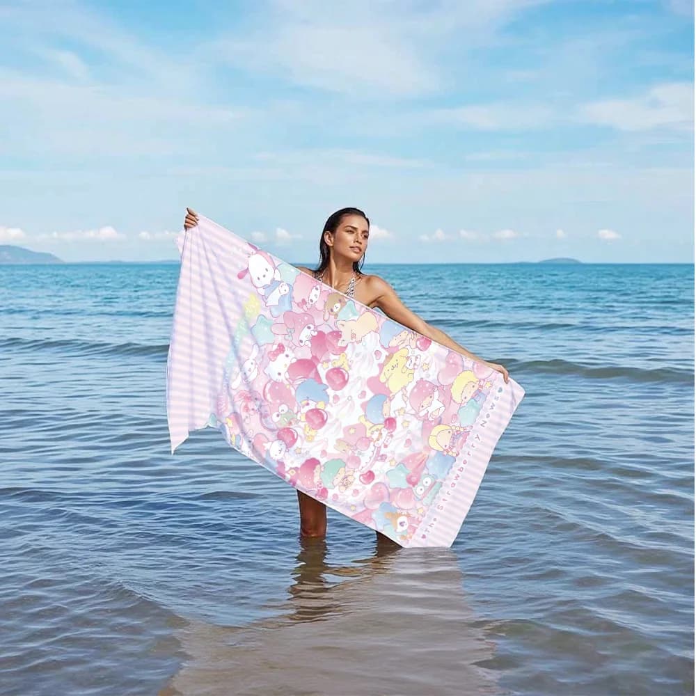 Beach towel Kawaii H-Hellocats, Body towel, Sauna, Travel, Spa, Bath Accessories, Bathrobe Woman