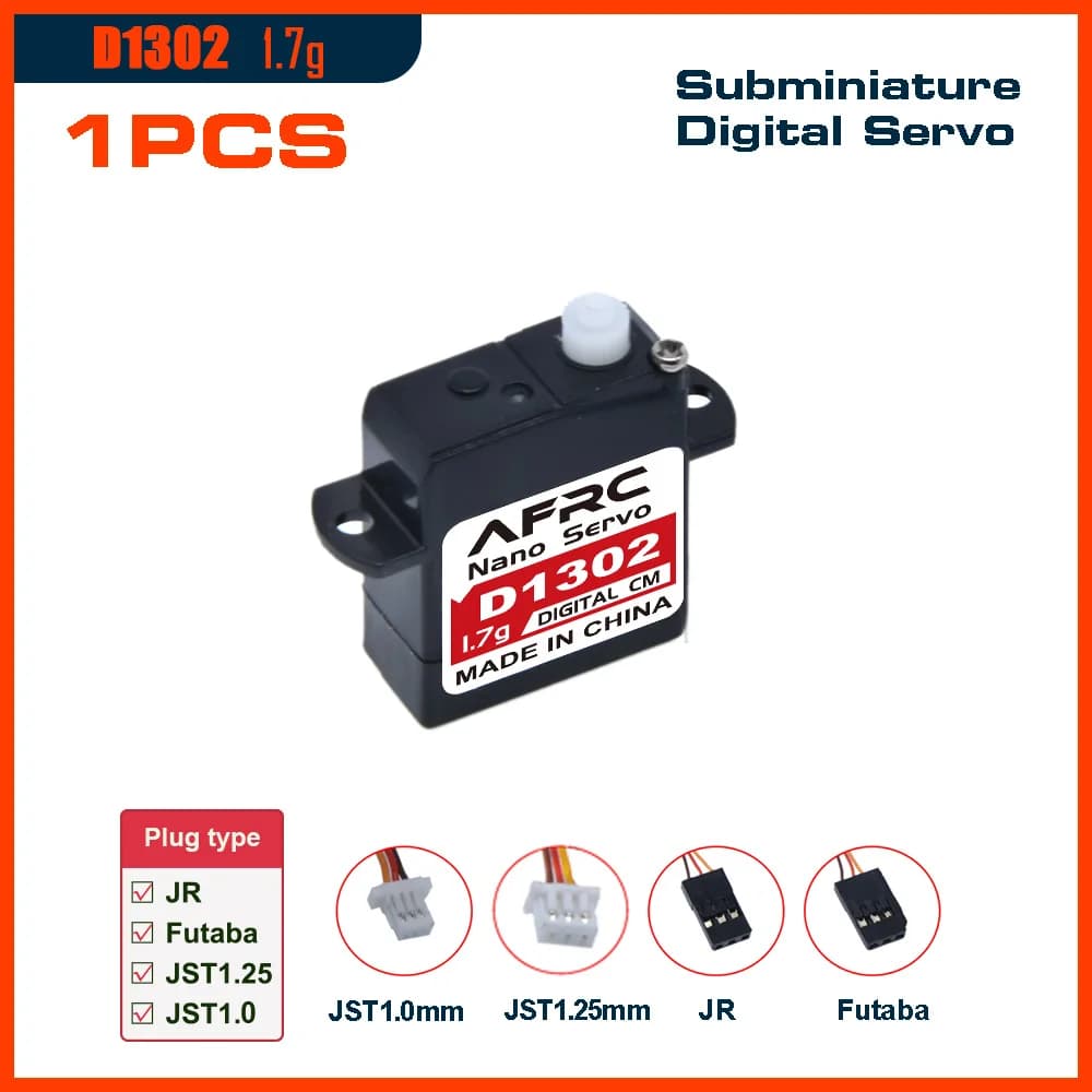 AFRC D1302 Servomotore digitale subminiaturizzato 1.7g Motore coreless per aereo RC 0,04ec Spina JST veloce o connettore JR Flig 3D per interni