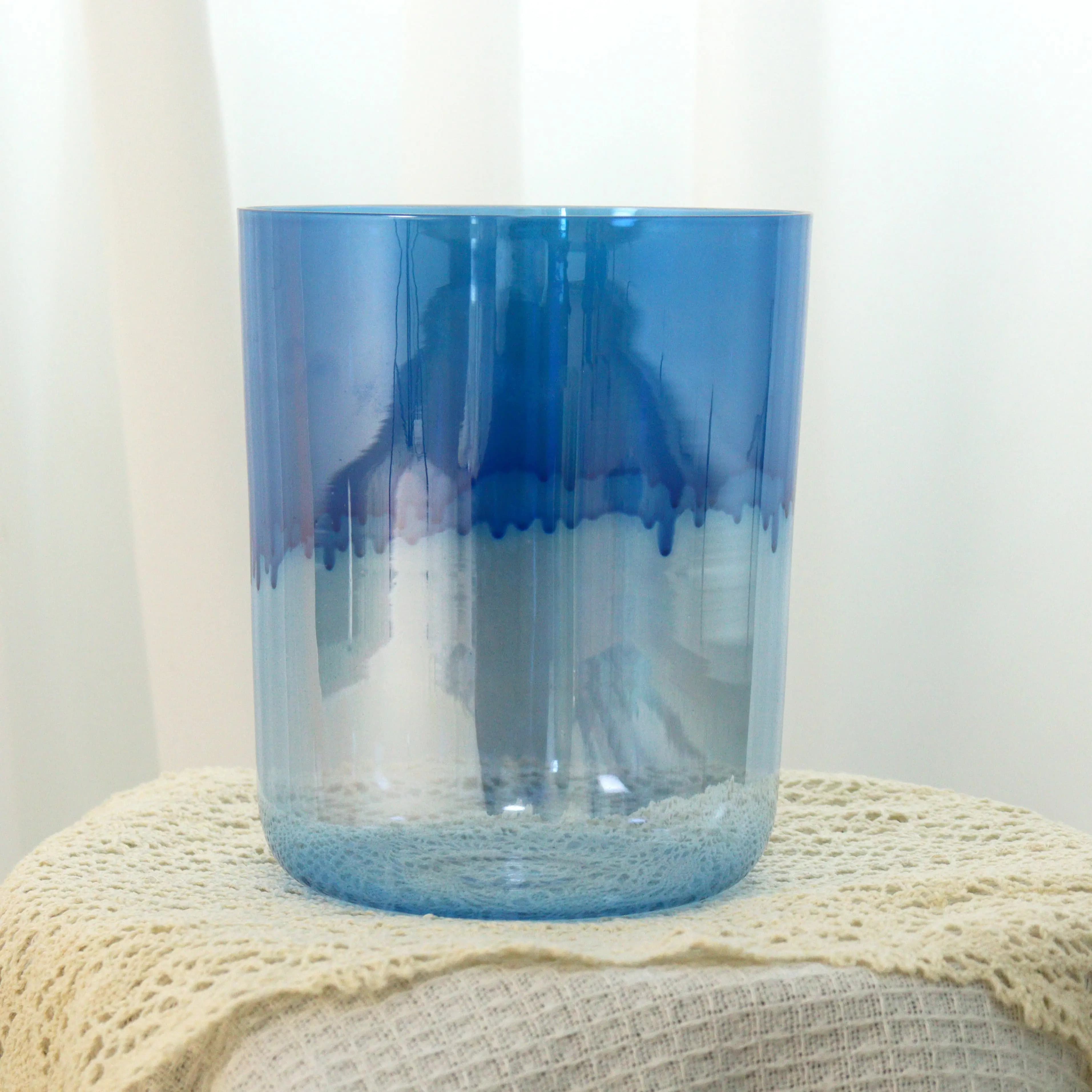 ZHQH Blue Gradient Quartz Crystal Singing Bowl Crystal Natural Sound Reiki Healing Crystal Singing Bowl Meditation Instruments