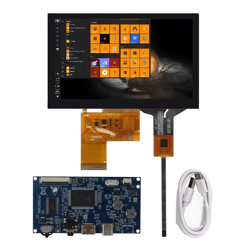 Schermo LCD da 5 pollici 800*480 Display portatile Raspberry Pi mini monitor touch screen scheda driver controller tipo C compatibile HDMI