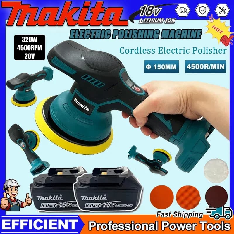Lucidatrice Elettrica Makita Senza Fili per Riparazioni e Lucidature, 8 Velocità, Macchina Lucidatrice per Auto 18V-20V