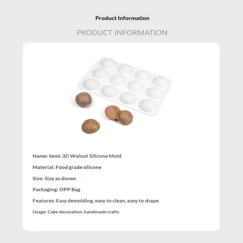 Stampo in Silicone Flessibile per Dolci al Noce, Resistente alle Alte Temperature, Antiaderente, per Biscotti e Pasticcini Fatti in Casa